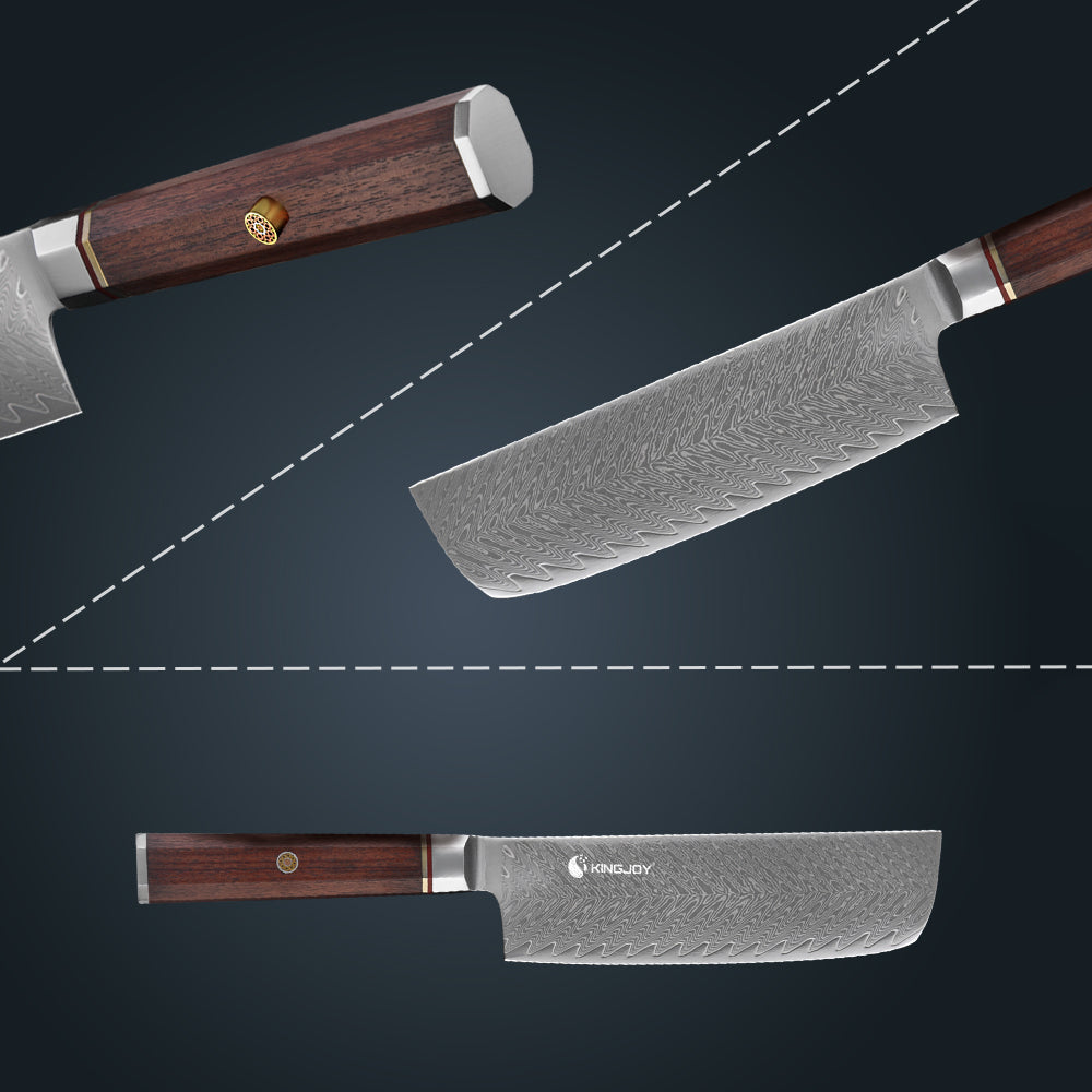 Damascus VG10 Japanese Nakiri Knife Rosewood Handle