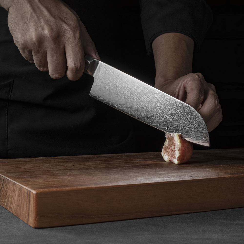 Santoku Knife 7" VG10 Damascus Steel Rosewood Handle