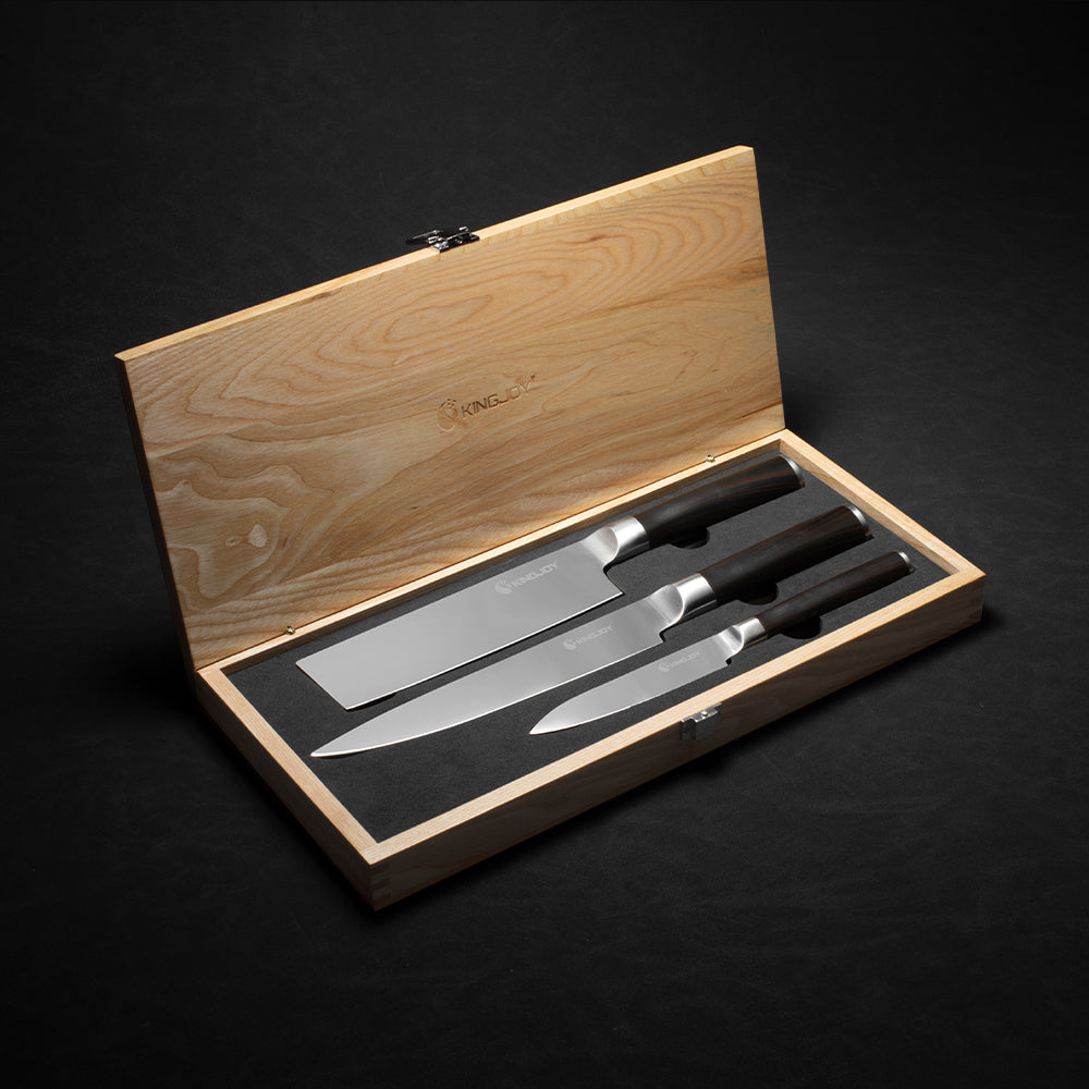 okingjoy|chefs choice|Lee S.Knife Set + Carving Knife and Fork|japanese kitchen knife set|side view