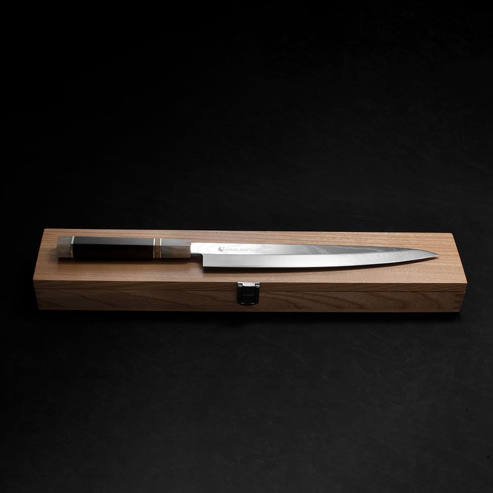 okingjoy|All Items|7-Inch Santoku Knife+11-Inch Yanagiba Knife|japanese knife set|wooden box display